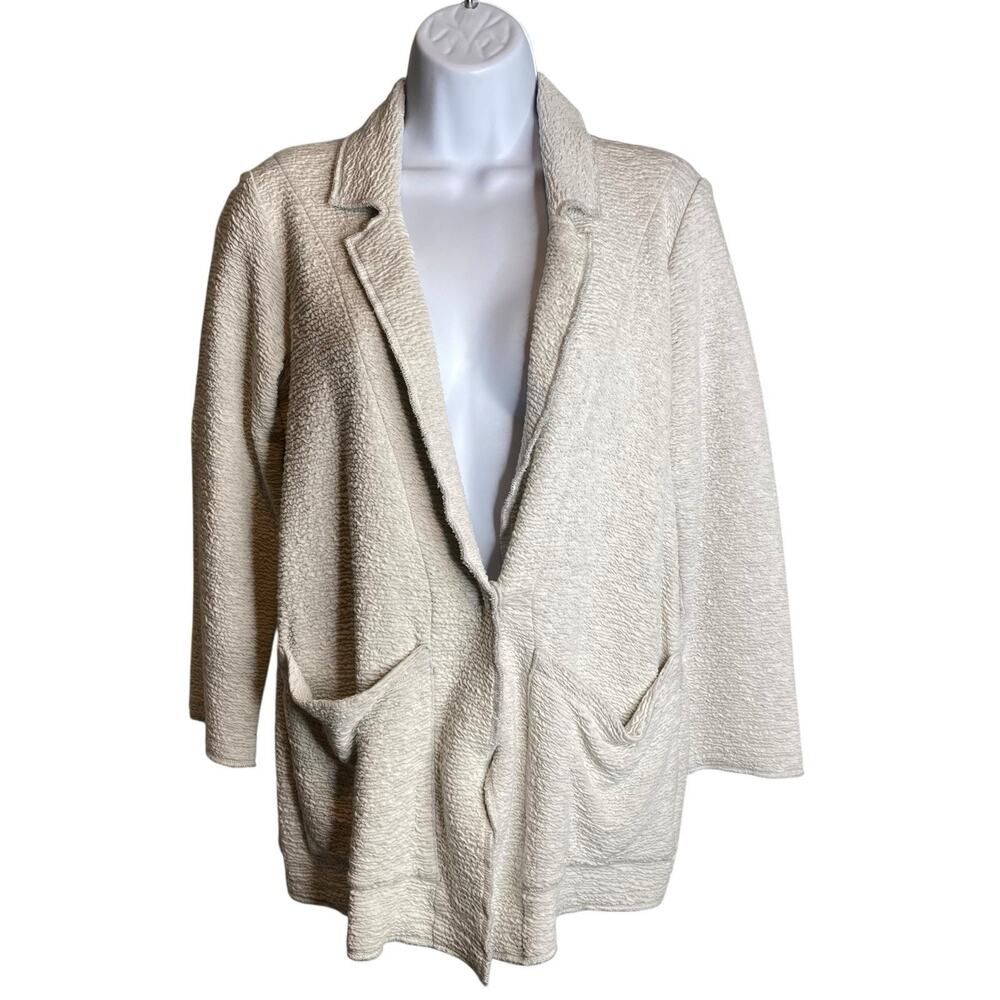 Eileen Fisher Women's Ivory Organic Linen Unstructured Blazer Size XS Oversized
